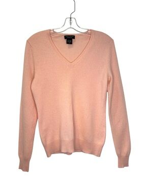 Lord & Taylor Light Pink V-Neck Cashmere Sweater Medium